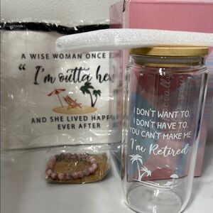 Retired Themed Glass Tumbler with Bamboo Lid